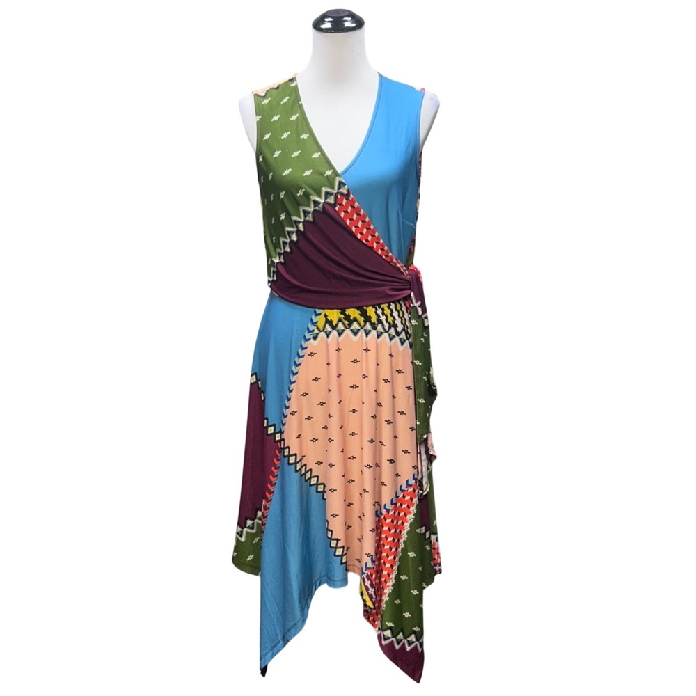 ECI New York Dress Women M Multicolor Patchwork Geometric Sleeveless Eclectic